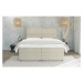Béžová čalúnená dvojlôžková posteľ s úložným priestorom s roštom 180x200 cm Rico – Ropez