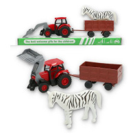 Traktor s vlečkou a koníkom