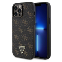 Guess PU Leather 4G Triangle Metal Logo Zadný Kryt pre iPhone 13 Pro Max Black