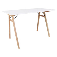 Biely stôl s hnedými nohami House Nordic Vojens Desk, dĺžka 120 cm