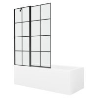 MEXEN/S - Cubik obdĺžniková vaňa 160 x 70 cm s panelom + vaňová zástena 120 cm, čierna vzor 5503