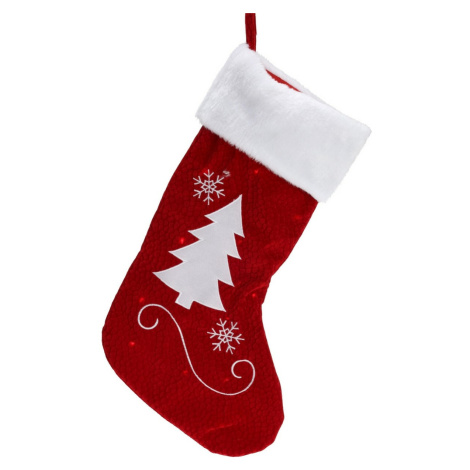 Vianočná LED ponožka so stromčekom červená, 41 cm