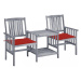 Zaradné stoličky so stolíkom akácia / látka Dekorhome Červená,Zaradné stoličky so stolíkom akáci