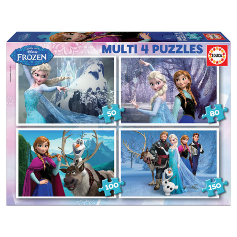 Detské puzzle Disney Frozen Educa 150-100-80-50 dielov 16173 farebné