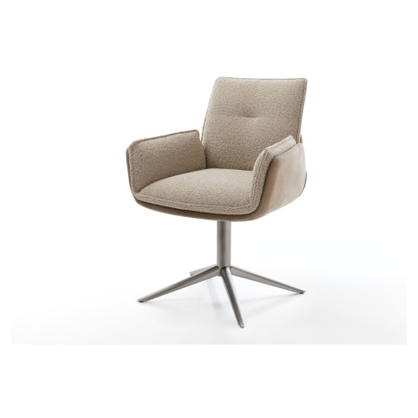 DELIFE Otočná jedálenská stolička Nela-Flex zmiešané materiály tmavobéžová podstava grafitová 36