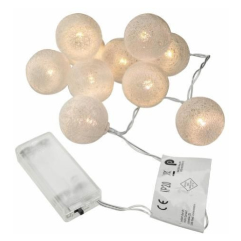 Nexos 57398 LED svetelná dekorácia - háčkovaná guľa - 10 LED teple biela