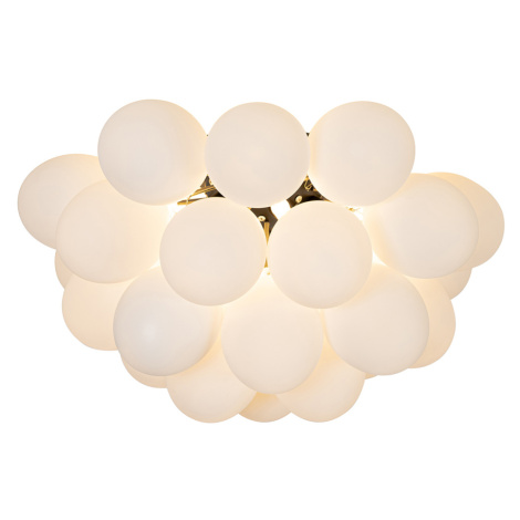 Stropné svietidlo v štýle Art Deco čierne s opálovým sklom 6-svetlo - Uvas QAZQA