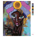 Maľovanie podľa čísel - AFRICKÁ ŽENA SO SLNEČNICOU Rámovanie: vypnuté plátno na rám, Rozmer: 80x
