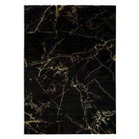 Čierny koberec Universal Gold Marble, 80 x 150 cm