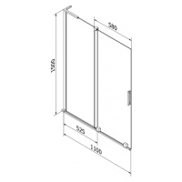 MEXEN/S - Velar L dvojkrídlová posuvná vaňová zástena 110 x 150 cm, transparent, čierna 896-110-