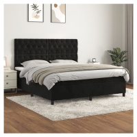 vidaXL Posteľný rám boxspring s matracom čierny 160x200 cm zamat