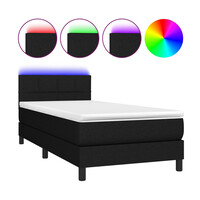 vidaXL Posteľ boxsping s matracom a LED čierna 100x200 cm látka