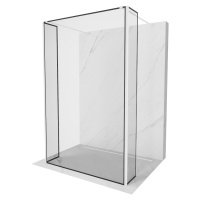 MEXEN/S - Kioto Sprchová zástena WALK-IN voľne stojaca 90 x 30 x 30 cm, čierny vzor, biela 800-0