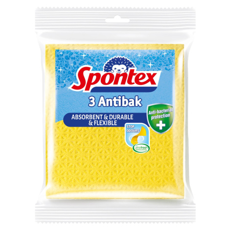 Spontex Hubová utierka Antibak, žltá, 3 ks, 18,5 x 20,5 cm