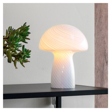 Dyberg Larsen Stolná lampa Mushroom, biela, výška 23 cm, sklo