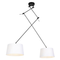 Závesná lampa s ľanovými odtieňmi biela 35 cm - Blitz II čierna