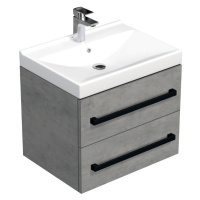 Kúpeľňová skrinka s čiernou úchytkou a umývadlom SAT Cube Way 60x47,5x46 cm betón mat CUBE46C602