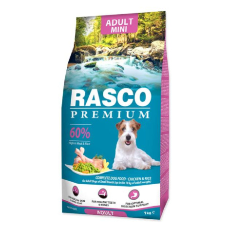 Krmivo Rasco Premium Adult Mini kura s ryžou 1kg