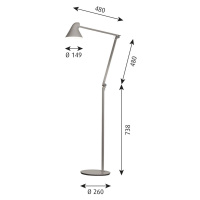 Louis Poulsen NJP stojaca LED 3 000 K tmavosivá