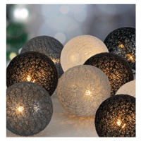 Reťaz MagicHome Cotton Balls 3 shades, 10 LED, PE/bavlna, 2xAA, jednoduché svietenie, osvetlenie