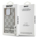 DKNY PU Leather Checkered Pattern and Stripe Zadný Kryt pre iPhone 12/12 Pro Beige