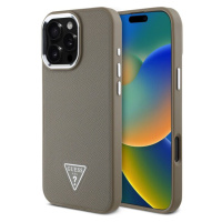 Guess PU Grained Triangle Logo Zadný Kryt pre iPhone 16 Pro Max Brown