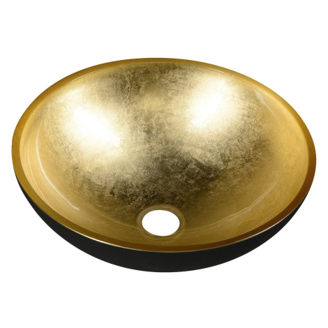 MURANO BLACK-GOLD sklenené umývadlo okrúhle 40x14 cm, čierna/zlatá AL5318-77 Sapho