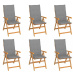 Záhradná stolička 6 ks teak / látka Dekorhome Antracit,Záhradná stolička 6 ks teak / látka Dekor