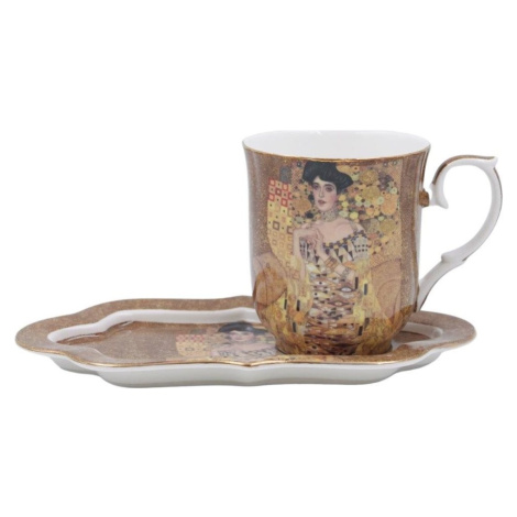 Home Elements porcelánový hrnček 360 ml, s podtáckou, Klimt, Adele