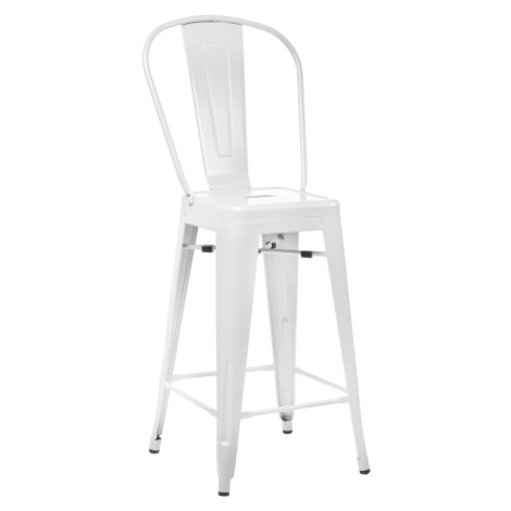 Barová stolička Paris Back biela inšpirovaná Tolix