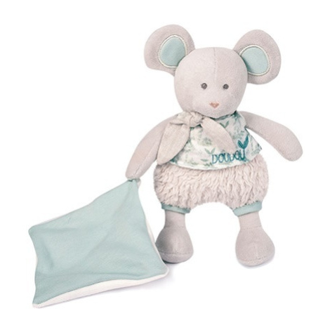 Doudou Plyšová myška s dečkou z BIO bavlny 22 cm