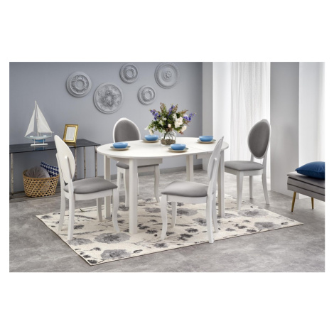 Okrúhly rozkladací jedálenský stôl Rigo biely Halmar