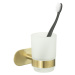 Samodržiaci sklenený téglik na zubné kefky v zlatej farbe Orea Gold – Wenko