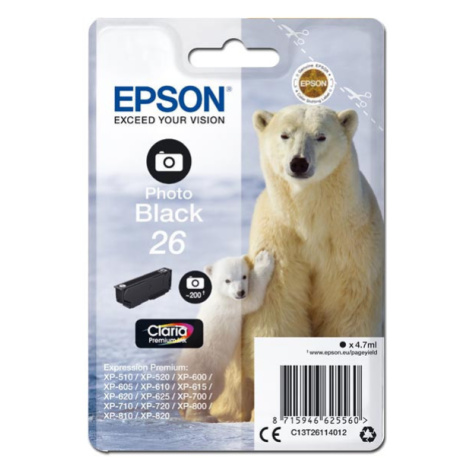 Epson 26 T2611 foto čierna (photo black) originálna cartridge