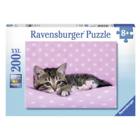 Ravensburger Roztomilé mačiatko na ružovej deke 200 dielikov