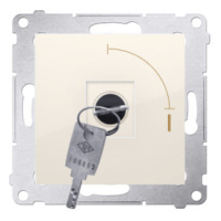 Jednopólový spínač na kľúčik - 2 pozíciový „0-I”, (prístroj s krytom), 5A, pre spájkovanie, krém
