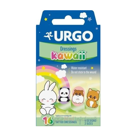 URGO Náplasti KAWAII vodeodolné detské náplasti, 2 veľkosti, 4 motívy, 16 ks