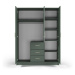 Zelená šatníková skriňa so zrkadlom 147x200 cm Burren - Cosmopolitan Design