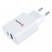 SWISSTEN SIEŤOVÝ ADAPTÉR POWER DELIVERY 30W 1x USB-C + 1x USB BIELÝ