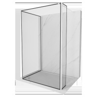 Mexen Kioto, 3-stenová sprchová zástena Walk-In 120 x 120 x 40 cm, 8mm číre sklo čierny vzor, bi