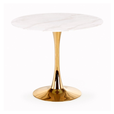 Sconto Jedálenský stôl COSIMARU biely mramor/zlatá Houseland