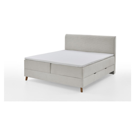 Béžová boxspring posteľ s úložným priestorom 160x200 cm Memphis - Meise Möbel