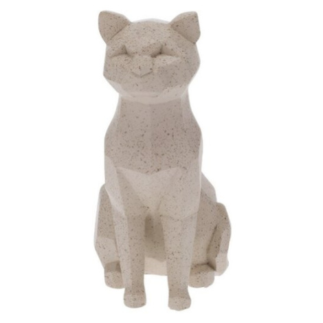 Dekorácia geometric Sediaca mačka, 20 cm, krémová