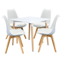 Jedálenský stôl 80x80 UNO biely + 4 stoličky QUATRO biele