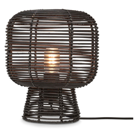 Čierna stolová lampa s ratanovým tienidlom (výška 30 cm) Tanami – Good&amp;Mojo Good&Mojo