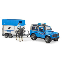 Bruder 2588 Land Rover Defender Policajné s prívesom, koňom a policajtom 1:16