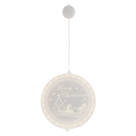 LED světelná ozdoba na okno MERRY CHRISTMAS kruhová bílá AmeliaHome
