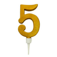 TORO Tortová sviečka číslica "5" TORO zapichovacia 16cm zlatá
