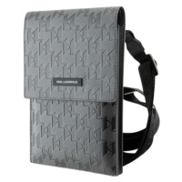 Univerzálne puzdro Karl Lagerfeld na smartfón KLWBSAMSMG Saffiano Monogram Wallet Phone Bag Silv