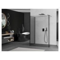 Mexen Kioto, 3-stenová sprchová zástena Walk-In Walk-in 120 x 100 x 30 cm, 8mm číre sklo, čierny